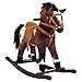 Qaba Kids Wooden Plush RideOn Rocking Horse Chair Toy with Realistic Sounds Dark BrownWhite - Image 3