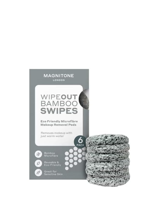 Magnitone London MAGNITONE Swipes 100% Microfibre Bamboo Makeup Remover Pads 6 Pack - Image 1