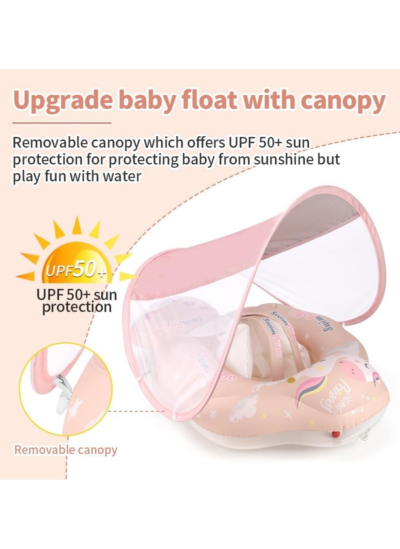 SwimBoBo Inflatable Baby Swim Float with Sun Canopy Baby Inflatable Swimming Ring with Adjustable Sun Shade Baby Inflatable Swimming Floats Pool Float for Toddlers (Unicorn)  - Image 2