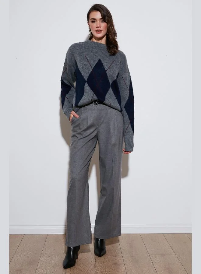 Lela Lela Diamond Patterned Standard Fit Crew Neck Sweater Women's SWEATER 4615574