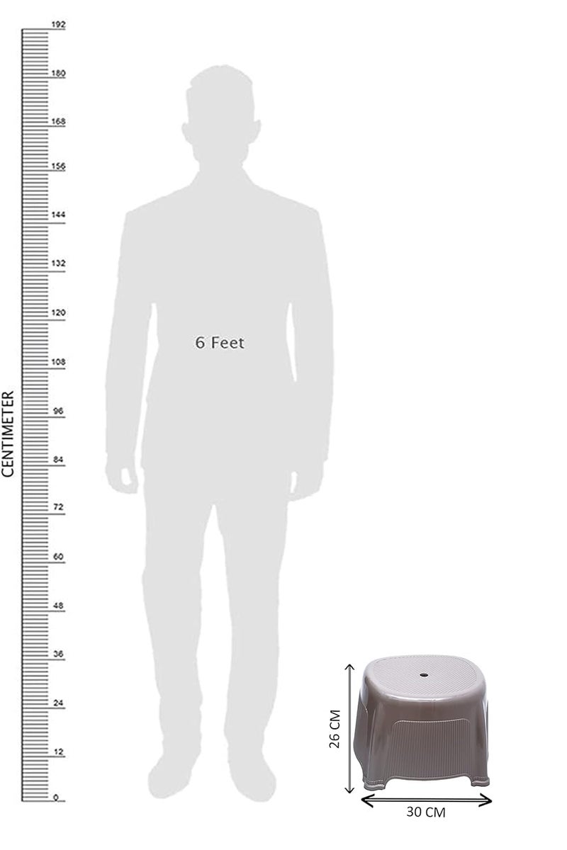 Regalo Round Ribbed Funk 3 Pcs Bathroom Set (Bucket 25L+Mug 1.5L+Stool) (Round-Dark Brown) - Image 4