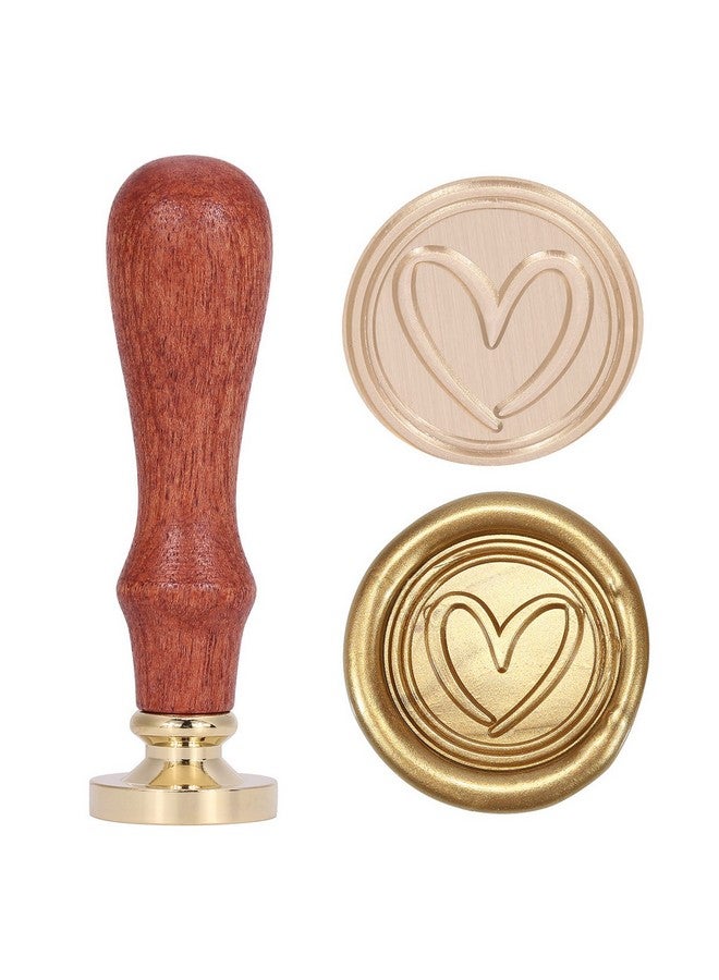 Yoption Sweet Heart Wax Seal Stamp, Vintage Brass Head Wooden Hilt Sealing Wax Stamp For Wedding Christmas Party Invitations Envelopes Gift Wrapping - Image 1
