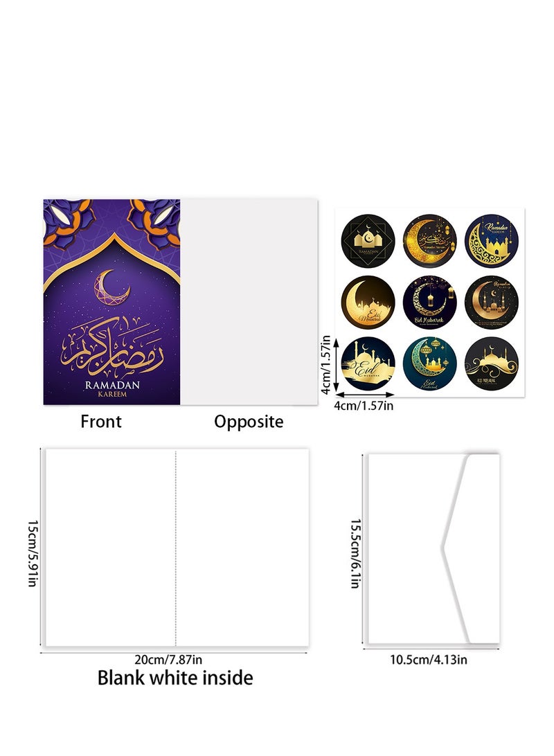 Middle Eastern Festival Envelope Greeting Cards Handwritten Blessing Cards American Party Decor Gift Invitations - 12pcs/Set + 18 Stickers + 12 Envelopes  - Image 4