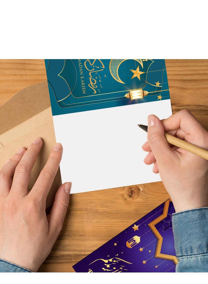 Middle Eastern Festival Envelope Greeting Cards Handwritten Blessing Cards American Party Decor Gift Invitations - 12pcs/Set + 18 Stickers + 12 Envelopes  - Image 5