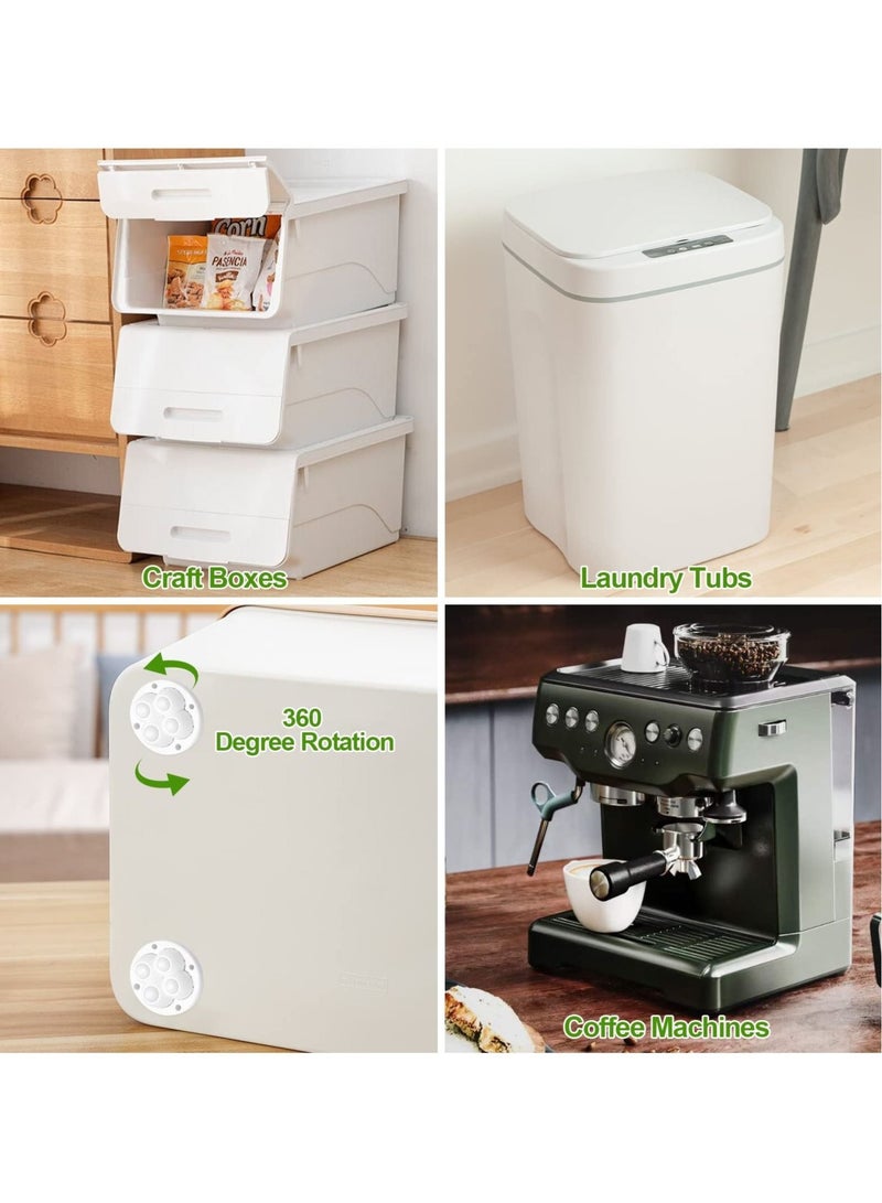 كابتن تيك SYOSI 12 Pcs Self Adhesive Caster Wheels, Mini Caster Wheels for Small Appliances 360° Rotation Swivel Wheels Self Adhesive Nylonad Rollers for Bins/Storage Boxes/Furniture Bins (White) - Image 4