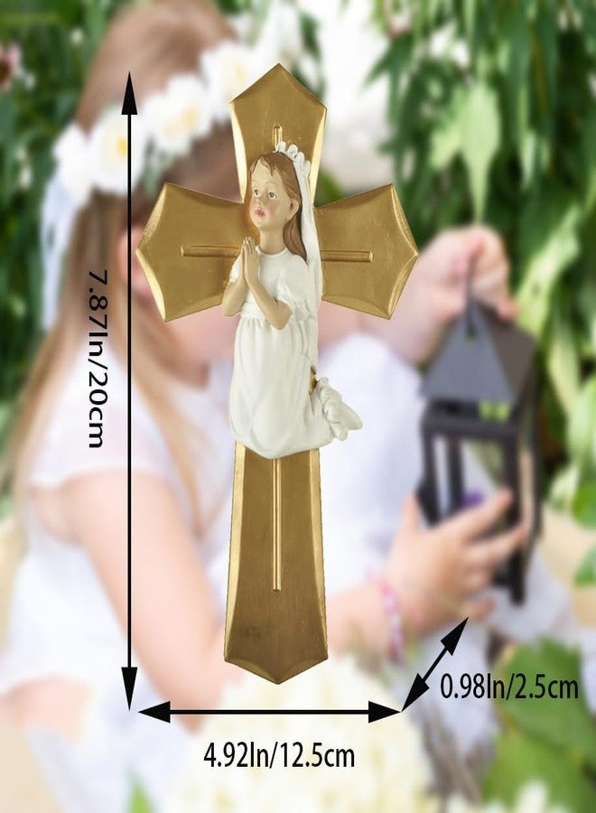 ENNAS Baptism Gifts for Girls, 8 Inches Crucifix Wall Cross for Christening, First Holy Communion, Resin Praying Girl Cross for Home Decor, Christian Gifts for Birthday - Image 3