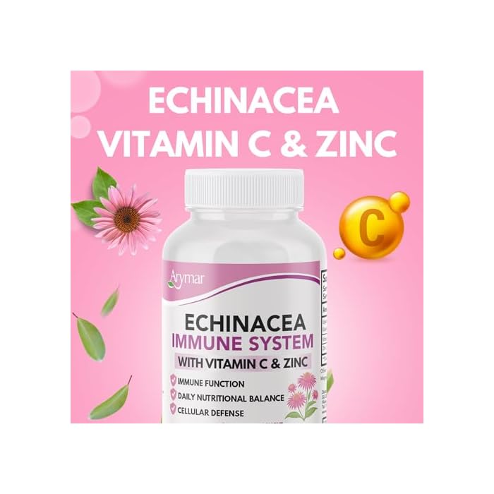 Arymar Echinacea Complex with Vitamin C & Zinc: 3-in-1 Seasonal Formula, Natural Antioxidant Rich Herbal Capsules, 60 Count - Image 5