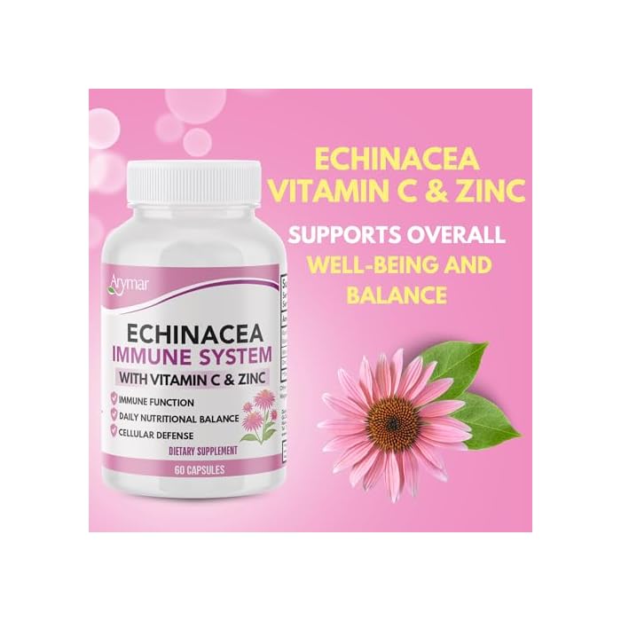 Arymar Echinacea Complex with Vitamin C & Zinc: 3-in-1 Seasonal Formula, Natural Antioxidant Rich Herbal Capsules, 60 Count - Image 2