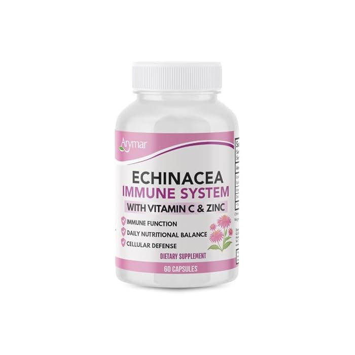 Arymar Echinacea Complex with Vitamin C & Zinc: 3-in-1 Seasonal Formula, Natural Antioxidant Rich Herbal Capsules, 60 Count - Image 1