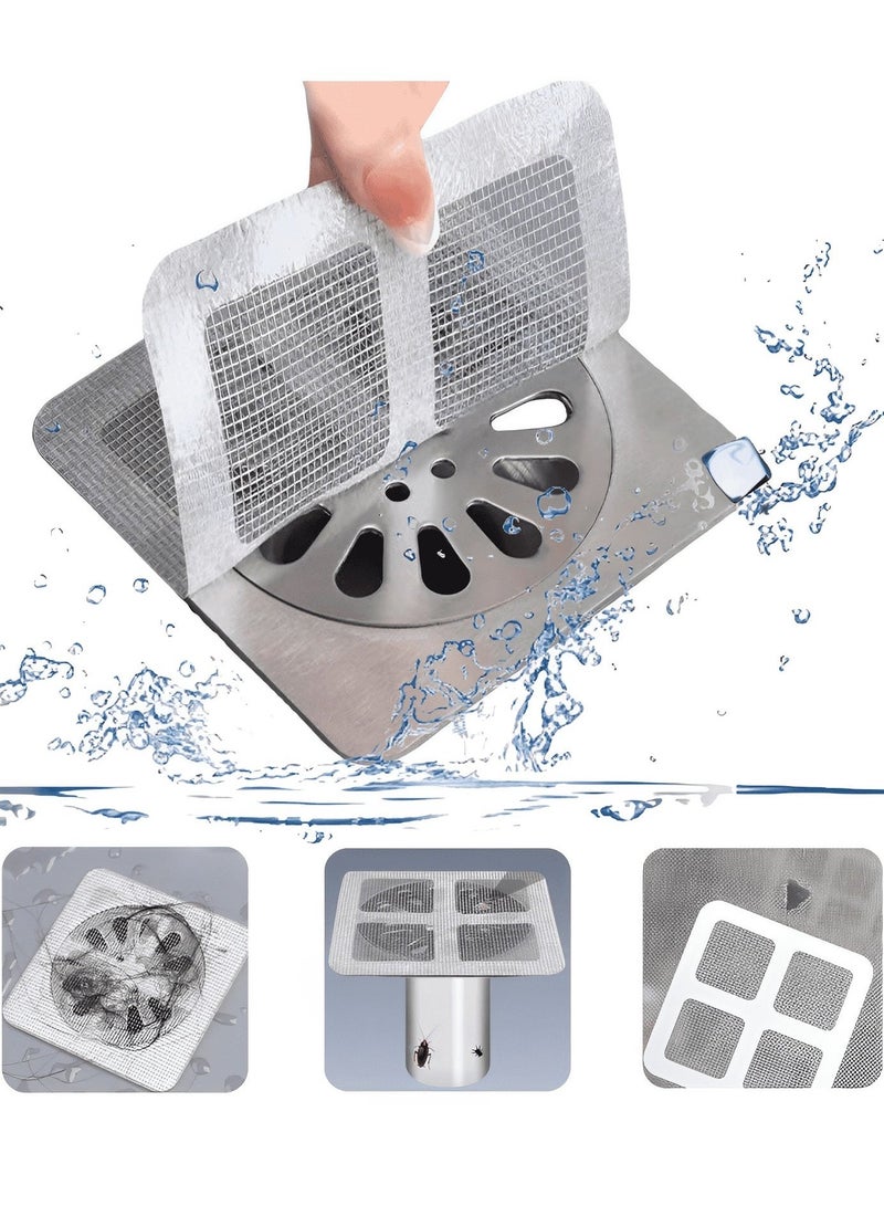 Self-Adhesive Shower Drain Hair Catcher Mesh Sticker, Shower Drain Hair Catcher Cutable Shower Drain Hair Catcher with Cleaning Shovel for Bathroom Kitchen Sink  - Image 3