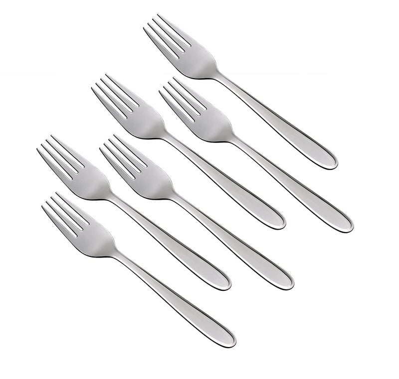 RUDRAKSHA Rudraksha Lotus Plain Stainless Steel Dinner Fork Set Silver Pack of 6  - Image 1