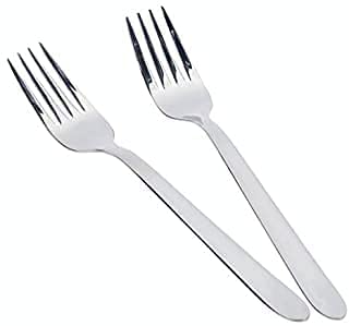 RUDRAKSHA Rudraksha Lotus Plain Stainless Steel Dinner Fork Set Silver Pack of 6  - Image 2