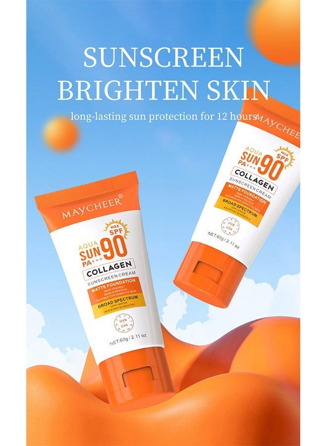 MAYCHEER SPF90+ Sunscreen Cream - Matte Foundation Moisturizing Sunblock- Body Whitening Long Lasting UV Protector Sunscreen Moisturizing Solar Blocker Waterproof Skin Care 60g - Image 2