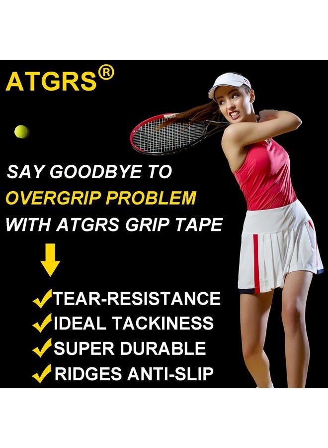 ATGRS شريط قبضة تنس لاصق - شريط قبضة مضاد للانزلاق لراكتات التنس والبادمنتون والبيكلبول مع حواف ممتصة للصدمات (3 قطع - أسود) - Image 3