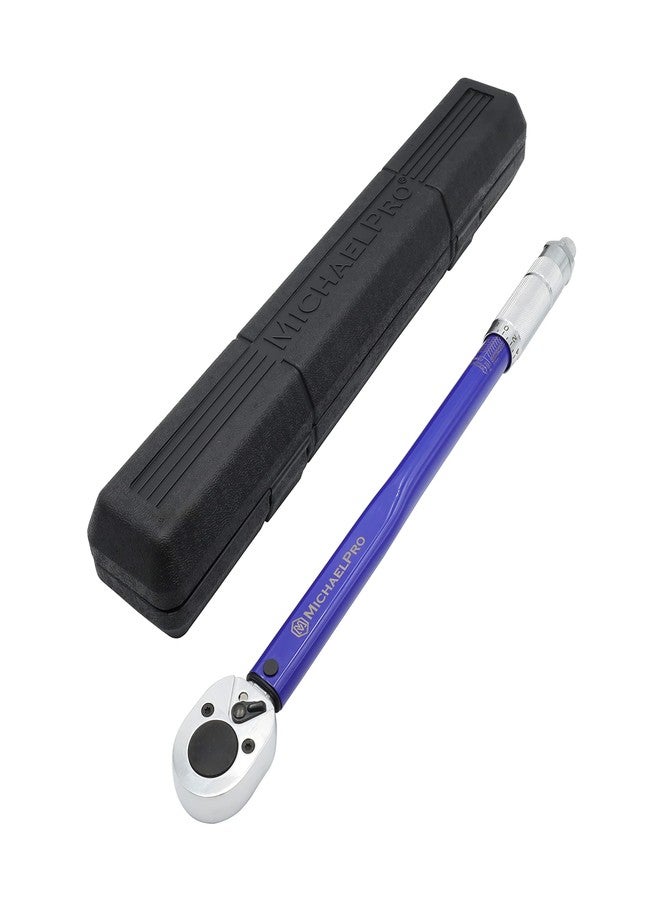 MichaelPro مفتاح عزم الدوران مايكل برو 1/2 بوصة، 10-150 قدمًا/رطل، اتجاه مزدوج، دقة ±4%، رأس سقاطة عكسي، مفتاح عزم دوران فولاذي شديد التحمل للسيارات والشاحنات والاستخدامات الميكانيكية - Image 1