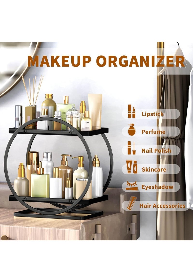 Bluejw 2 Tier Cosmetic Display Tray For Bathroom Counter Organizer Make Up Storage Makeup Organizer And Storage Perfume Organizer For Bathroom Organizer Vanity Skincare Organizers - Image 4