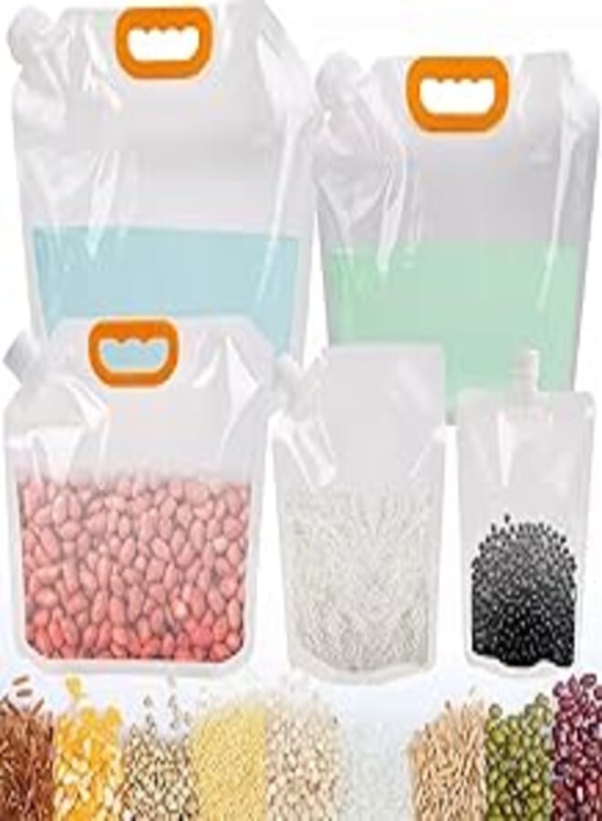 WUSHENG 10PCS Grain Moisture-Proof Sealed Bag, Reusable Clear Grain Storage Suction Bags, Safe Waterproof Food Packaging,Stand Up Sealed Packaging Bags (0.5L)