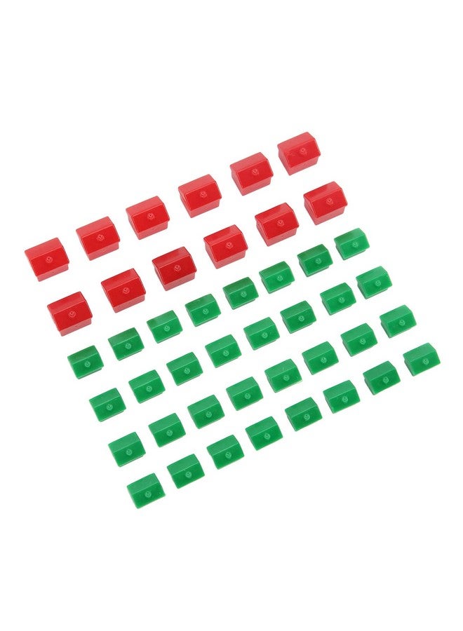 Dilwe Hotel Game Replacement Pieces 12 Red Houses And 32 Green Houses Game Plastic Hotels Houses Game Piece Supplement Accessories - Image 1