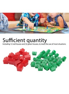 Dilwe Hotel Game Replacement Pieces 12 Red Houses And 32 Green Houses Game Plastic Hotels Houses Game Piece Supplement Accessories  - Image 4