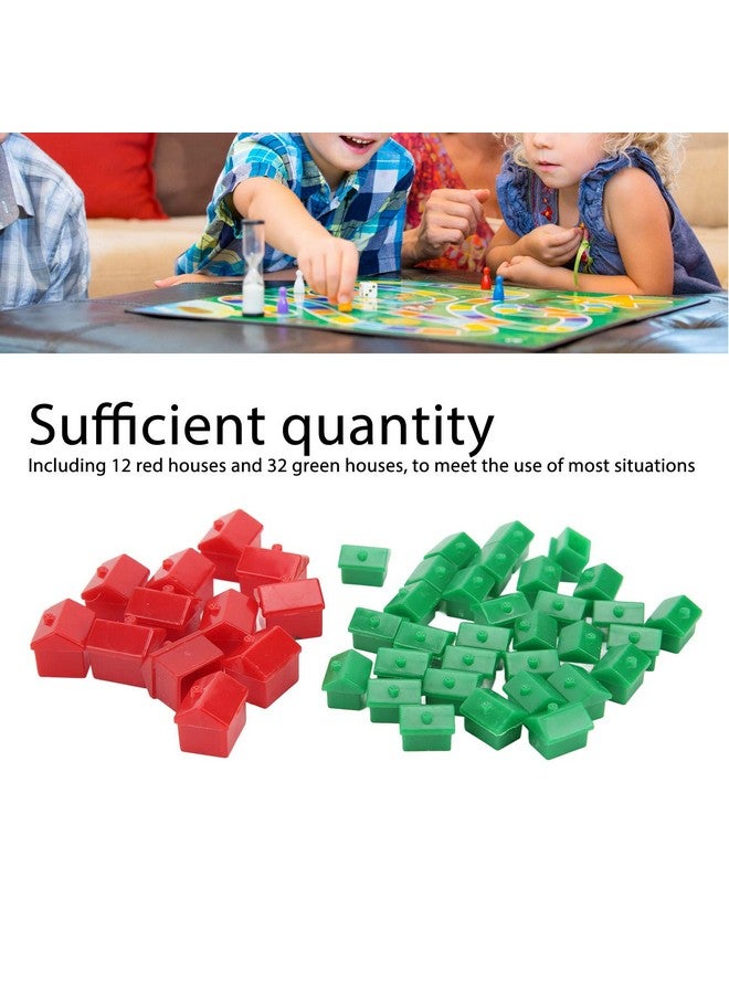 Dilwe Hotel Game Replacement Pieces 12 Red Houses And 32 Green Houses Game Plastic Hotels Houses Game Piece Supplement Accessories - Image 4