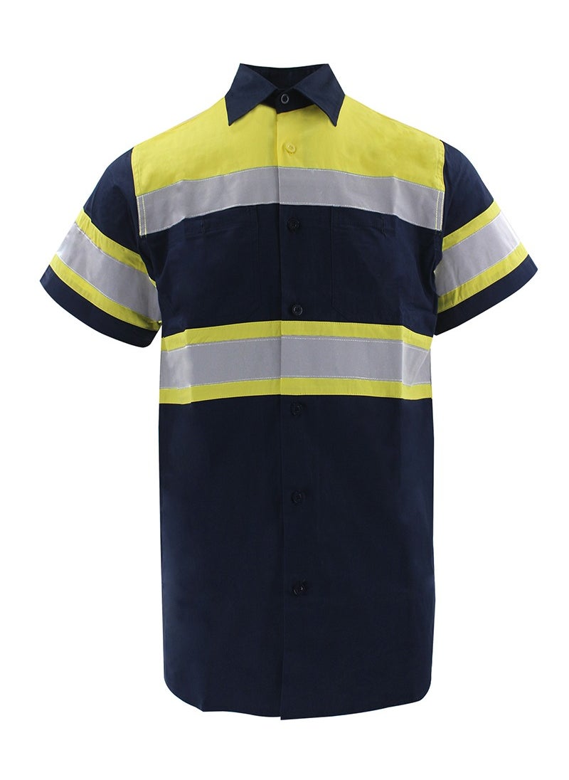 High Visibility Reflective Safety Shirts for Men Safety Workwear Shirt with Pockets Pure Cotton Soft Breathable Navy/Yellow - pzsku/Z84EE50C41CA72FDCD1B2Z/45/_/1723077655/96a0b2f9-56e7-4e31-98f3-961c032ac8c5