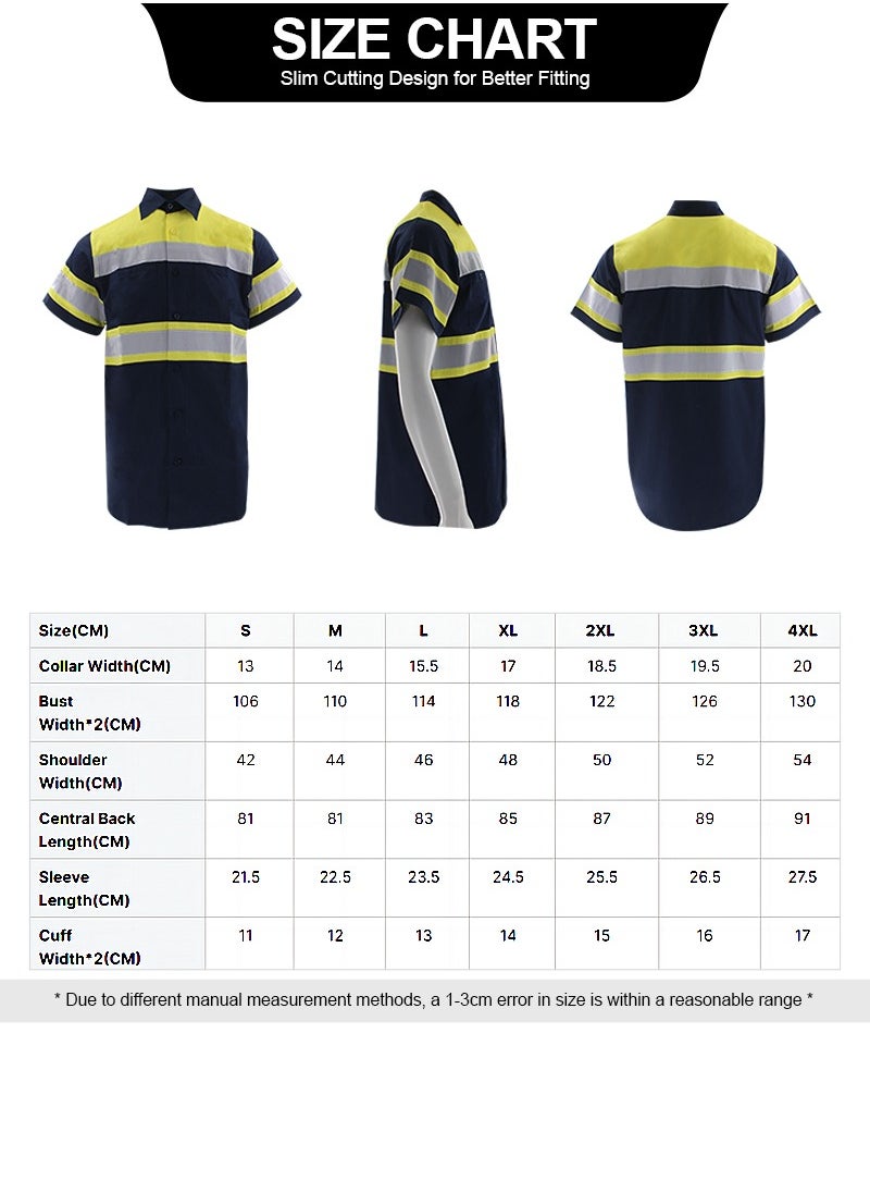 High Visibility Reflective Safety Shirts for Men Safety Workwear Shirt with Pockets Pure Cotton Soft Breathable Navy/Yellow - pzsku/Z84EE50C41CA72FDCD1B2Z/45/_/1723077737/7d551b20-fb7f-421e-9ec3-f50a7487ee36