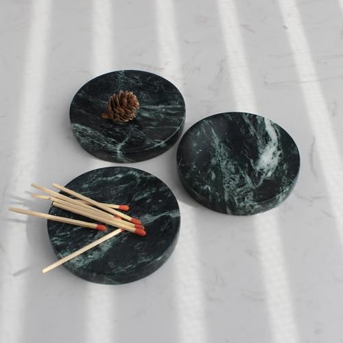 Nawgnail Natural Verde Alpi Green Marble Soap Dish, Round Small Jewelry Dish, Sponge Holder for Bathroom, Kitchen - Image 4