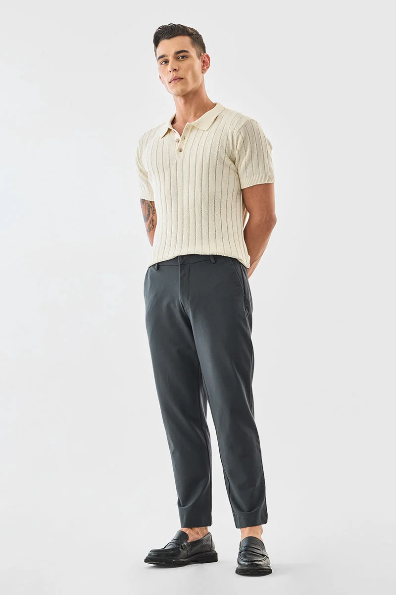 SNITCH Black Slim Fit Stretch Trousers for Men | Best Price UAE