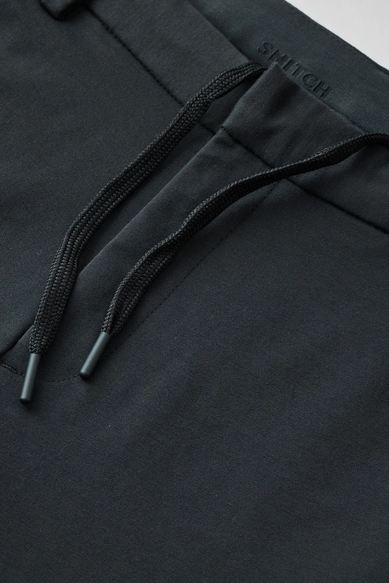 SNITCH Black Slim Fit Stretch Trousers for Men | Best Price UAE