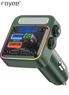 Royee Bluetooth 5.3 FM Transmitter Car Adapter Charger PD 36W QC3.0 18W LED Backlit  - Image 1