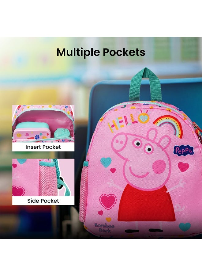 بامبو بارك حقيبة ظهر للأطفال من Peppa Pig - حقيبة مدرسية لطيفة للأطفال الصغار والأطفال، خفيفة الوزن ومتينة، مثالية للمدرسة ودور الحضانة والسفر والهدايا - حقيبة كتب بشخصيات كرتونية للأولاد والبنات - Image 2