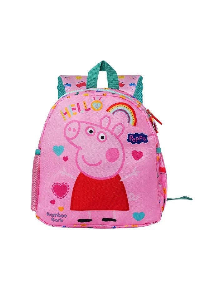 بامبو بارك حقيبة ظهر للأطفال من Peppa Pig - حقيبة مدرسية لطيفة للأطفال الصغار والأطفال، خفيفة الوزن ومتينة، مثالية للمدرسة ودور الحضانة والسفر والهدايا - حقيبة كتب بشخصيات كرتونية للأولاد والبنات - Image 1