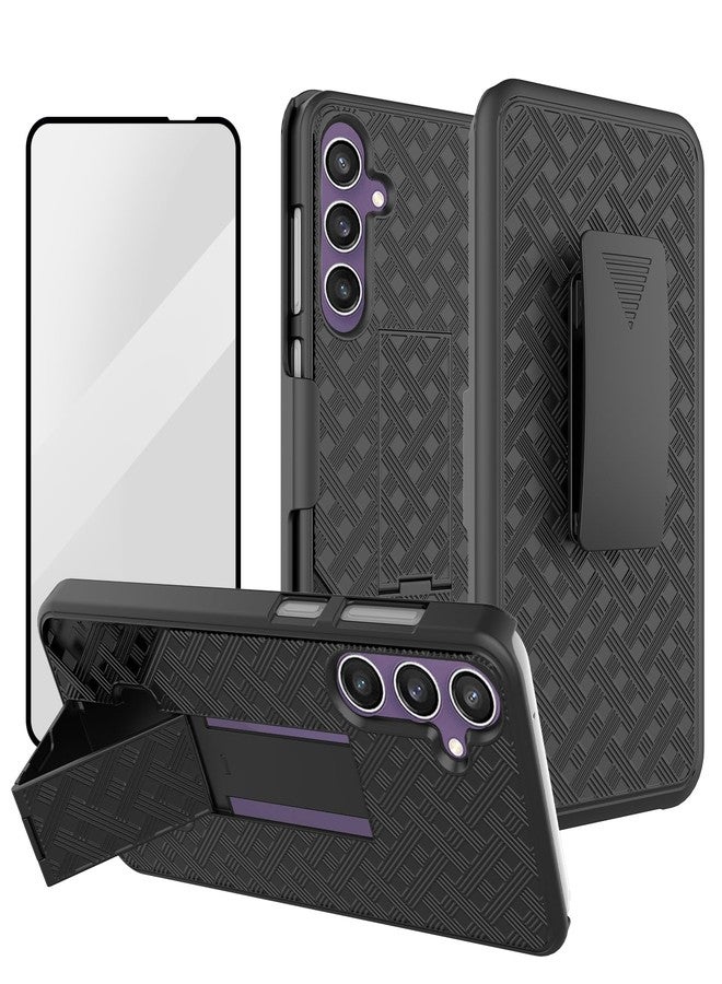 Ailiber for Samsung Galaxy S23 FE 5G Case, Galaxy S23 FE Phone Case Holster with Screen Protector, Swivel Belt Clip, Kickstand Holder, Slim Shockproof Shell Full Body Cover for Samsung S23 FE-Black - Image 1