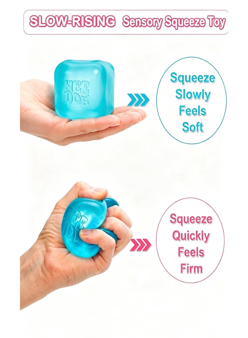 needohcube Schylling needohcube -Sensory Squeeze Toy with Super Solid Squish - 2.25" Cube (Blue) - Image 5