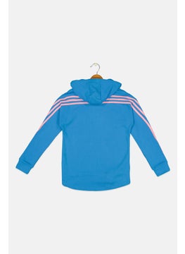 Adidas Kids Girl Hooded Long Sleeve Outdoor Sweatshirt, Blue  - Image 2
