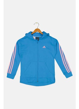 Adidas Kids Girl Hooded Long Sleeve Outdoor Sweatshirt, Blue  - Image 1