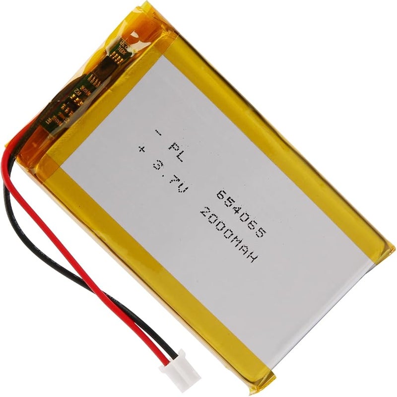 Winfox 3.7V 2000mAh 654065 Lipo Battery Rechargeable Lithium Polymer Battery Pack with JST PH2.0mm Connector for Bluetooth Speaker, GPS, Smart Watch, Portable Devices - Image 1