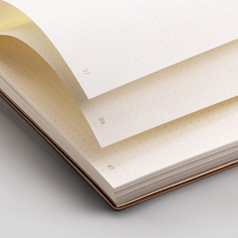 EMSHOI Dotted Journal Notebook, B5 Large Softcover Leather Journal, 192 Numbered Pages 100gsm Thick Dot Grid Notebook for Bullet Journaling Drawing Women Men Work School, 7.48"x10.15"-Khaki - Image 3