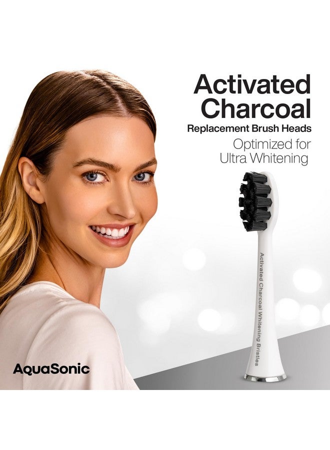 AquaSonic 2-Pack Activated Charcoal Brush Heads - Ultra Whitening Brush Heads - 2X Whitening & Stain Remover - for Black Series, Black Series Pro, Vibe Series, Duo Pro Series (White) - Image 2