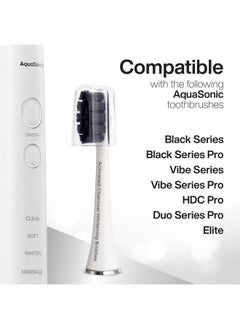 Aquasonic AquaSonic 2-Pack Activated Charcoal Brush Heads - Ultra Whitening Brush Heads - 2X Whitening & Stain Remover - for Black Series, Black Series Pro, Vibe Series, Duo Pro Series (White)  - Image 5