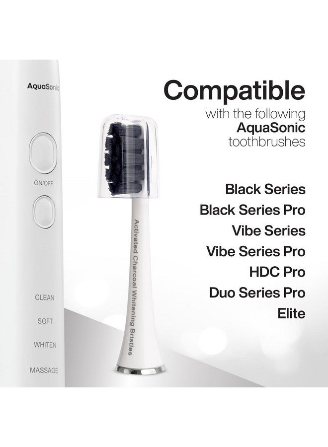AquaSonic 2-Pack Activated Charcoal Brush Heads - Ultra Whitening Brush Heads - 2X Whitening & Stain Remover - for Black Series, Black Series Pro, Vibe Series, Duo Pro Series (White) - Image 5