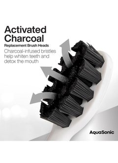 Aquasonic AquaSonic 2-Pack Activated Charcoal Brush Heads - Ultra Whitening Brush Heads - 2X Whitening & Stain Remover - for Black Series, Black Series Pro, Vibe Series, Duo Pro Series (White)  - Image 3