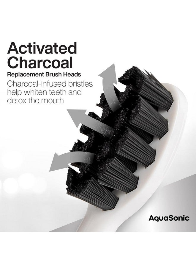 AquaSonic 2-Pack Activated Charcoal Brush Heads - Ultra Whitening Brush Heads - 2X Whitening & Stain Remover - for Black Series, Black Series Pro, Vibe Series, Duo Pro Series (White) - Image 3
