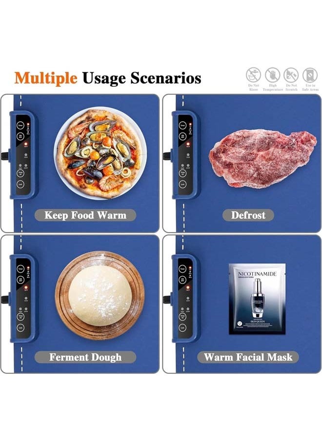 L&E - Electric Warming Tray, Silicone Heating Mat for Food,Foldable Warming Plate,Full Surface Heating Food Warmer,3 Temperature & Timer Settings,for Gatherings,Home Buffets-Blue - Image 1