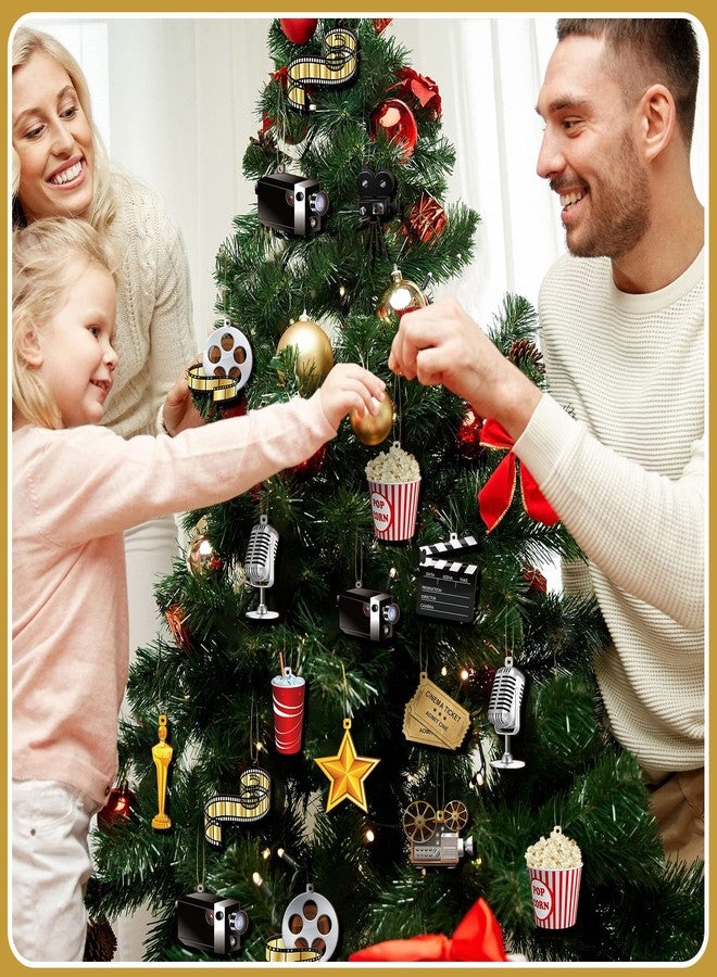 Woanger 60 Pcs Movie Night Christmas Hanging Ornament Wood Movie Ornament with Ribbons Decorations Theater Party Decor Supplies for Xmas Tree Home Mantel - Image 3