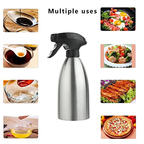 Bigwe Stainless Steel Olive Oil Sprayer Bottle, 17 Oz/500ml Sauce Vinegar Sprayer Dispenser, Water Sprayer Bottle,Kitchenware Tools for Cooking, Frying, BBQ and Grilling - Image 2