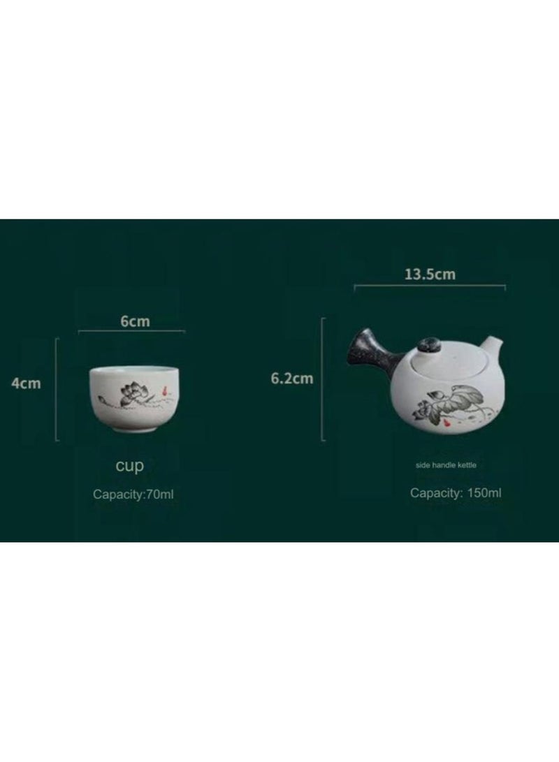 Jingke Chinese tea set light luxury kung fu teapot teacup household lotus side handle teapot tea set 1 pot 6 cups set  - Image 3