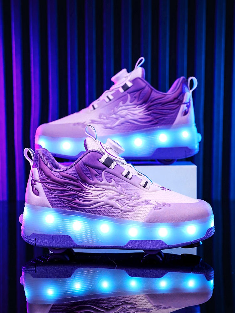Manufacturer Wholesale New Roller Skates Small Four-Wheel Sports Roller Skates Boys'' Flying Shoes with Lights - Image 3