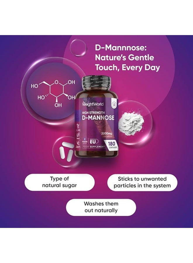 WeightWorld D-Mannose 2000mg – 180 Capsules | Made in UK | Urinary Tract Support | Helps Flush Bacteria | Non-GMO & Vegan-Friendly - Image 2