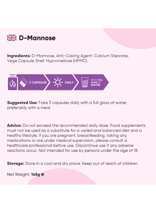 WeightWorld D-Mannose 2000mg – 180 Capsules | Made in UK | Urinary Tract Support | Helps Flush Bacteria | Non-GMO & Vegan-Friendly - Image 5